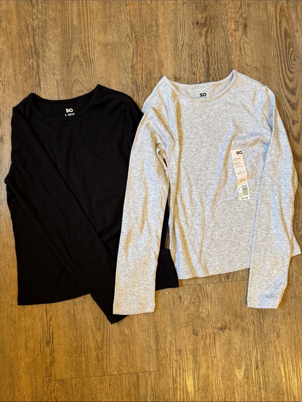 SO Long Sleeve Crewneck Tees in Black & Light Gray